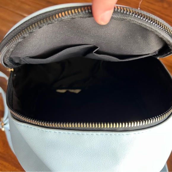 NWT Vegan Baby Blue Quilted Backpack Satchel Bag Purse with Pockets - Picture 6 of 9